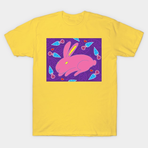 Pink Bunny T-Shirt by funkyfolkart